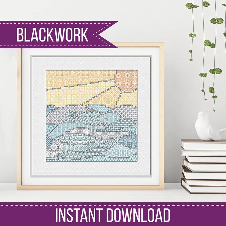 Sunny Waves - Blackwork Patterns & Cross Stitch by Peppermint Purple