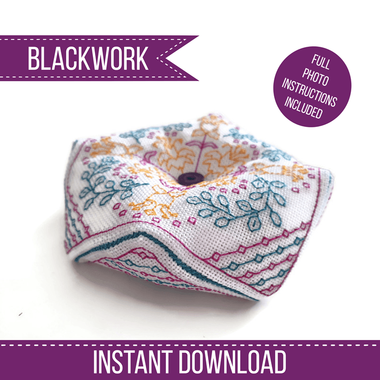 Sunshine Biscornu - Blackwork Patterns & Cross Stitch by Peppermint Purple