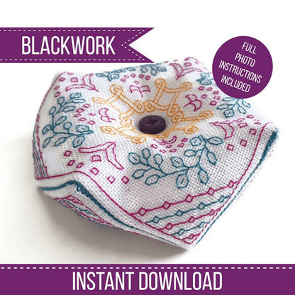 Sunshine Biscornu - Blackwork Patterns & Cross Stitch by Peppermint Purple