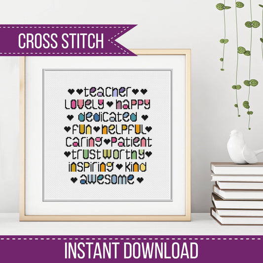 Teacher - Blackwork Patterns & Cross Stitch by Peppermint Purple