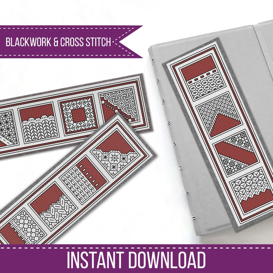 Terra Cotta Bookmarks - Blackwork Patterns & Cross Stitch by Peppermint Purple