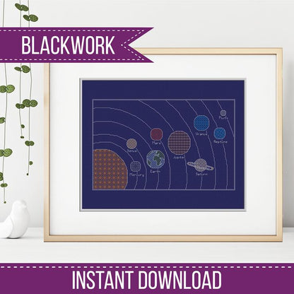 The Planets Blackwork - Blackwork Patterns & Cross Stitch by Peppermint Purple