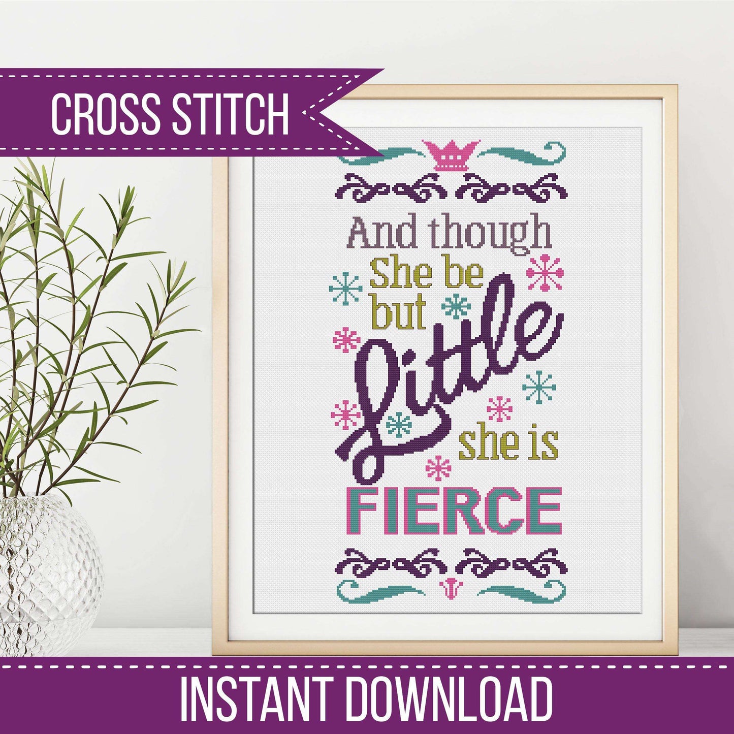 Though she be but little - Blackwork Patterns & Cross Stitch by Peppermint Purple