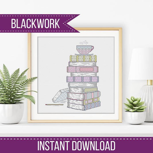 Time To Relax with Tea - Blackwork Books - Blackwork Patterns & Cross Stitch by Peppermint Purple