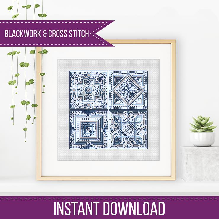 Turkish Tiles Mini Set 1 - Blackwork Patterns & Cross Stitch by Peppermint Purple