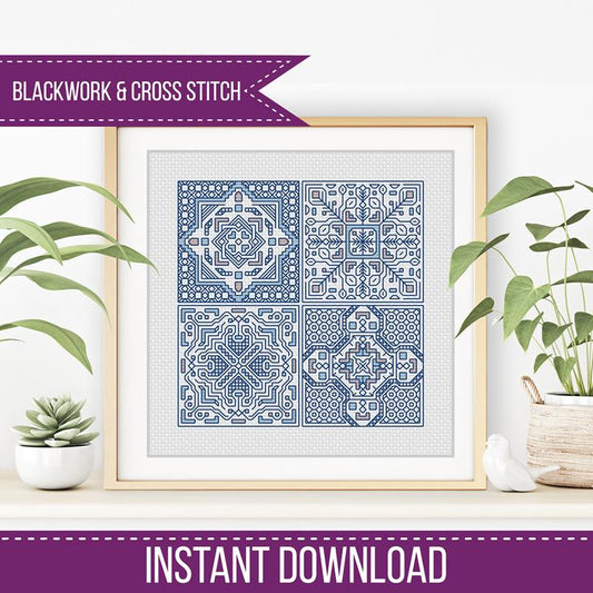 Turkish Tiles Mini Set 2 - Blackwork Patterns & Cross Stitch by Peppermint Purple
