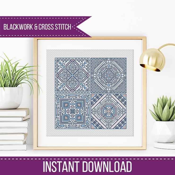 Turkish Tiles Mini Set 3 - Blackwork Patterns & Cross Stitch by Peppermint Purple