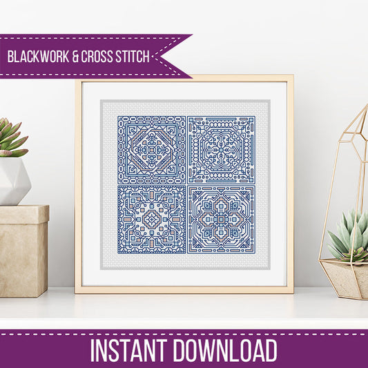 Turkish Tiles Mini Set 4 - Blackwork Patterns & Cross Stitch by Peppermint Purple