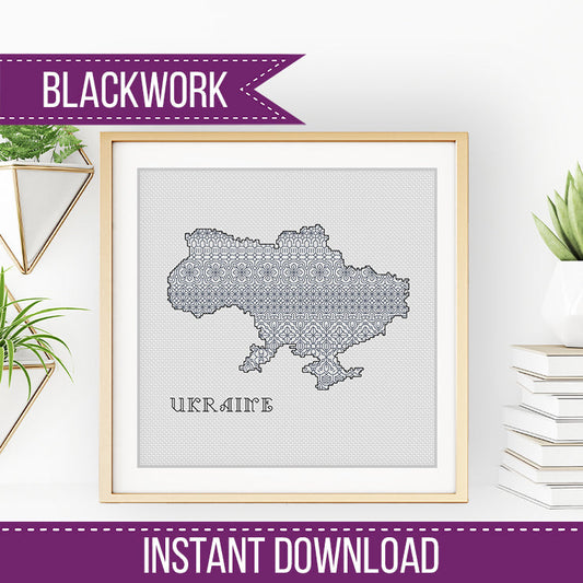 Ukraine Blackwork Pattern - Blackwork Patterns & Cross Stitch by Peppermint Purple