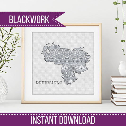 Venezuela Blackwork Pattern - Blackwork Patterns & Cross Stitch by Peppermint Purple
