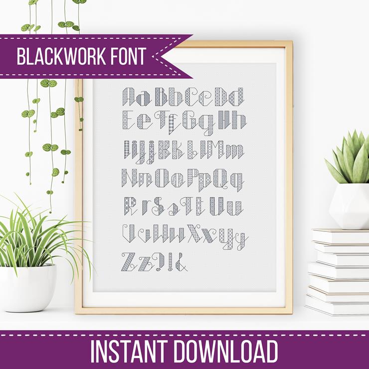 Victoria Blackwork Font - Blackwork Patterns & Cross Stitch by Peppermint Purple