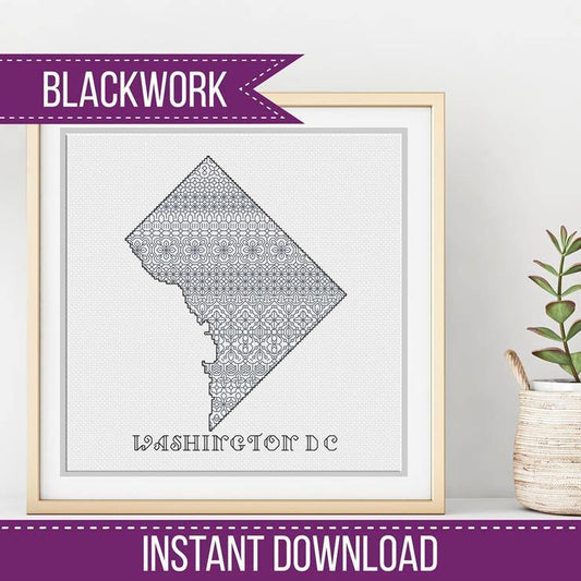 Washington DC Blackwork - Blackwork Patterns & Cross Stitch by Peppermint Purple