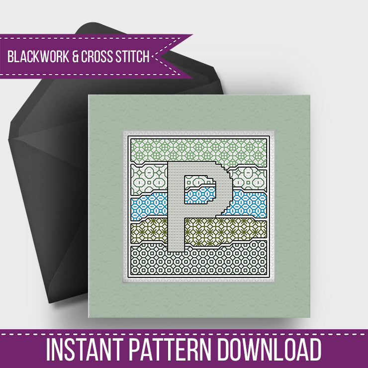 Wave Initials - Blackwork Patterns & Cross Stitch by Peppermint Purple