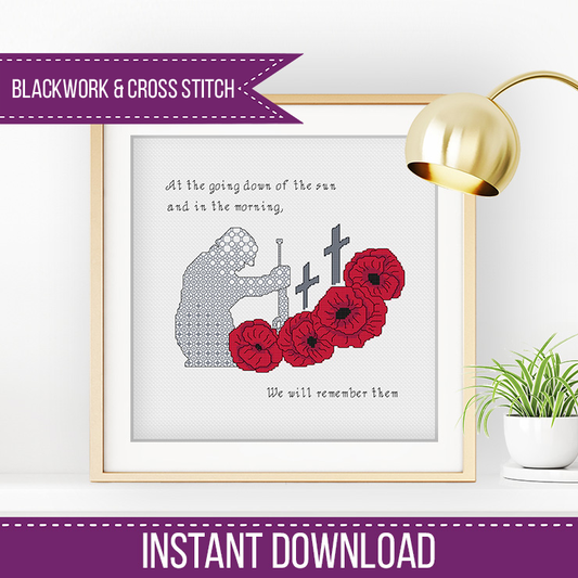 We Will Remember - Charity - Blackwork Patterns & Cross Stitch by Peppermint Purple