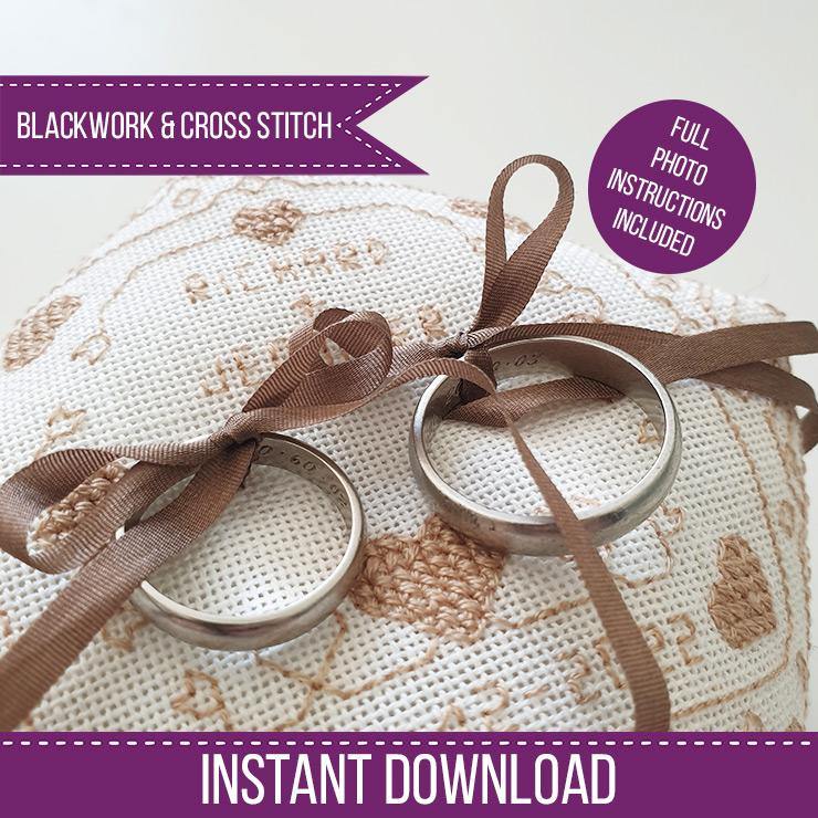 Wedding Biscornu - Blackwork Patterns & Cross Stitch by Peppermint Purple