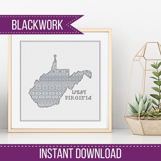 West Virginia Blackwork - Blackwork Patterns & Cross Stitch by Peppermint Purple
