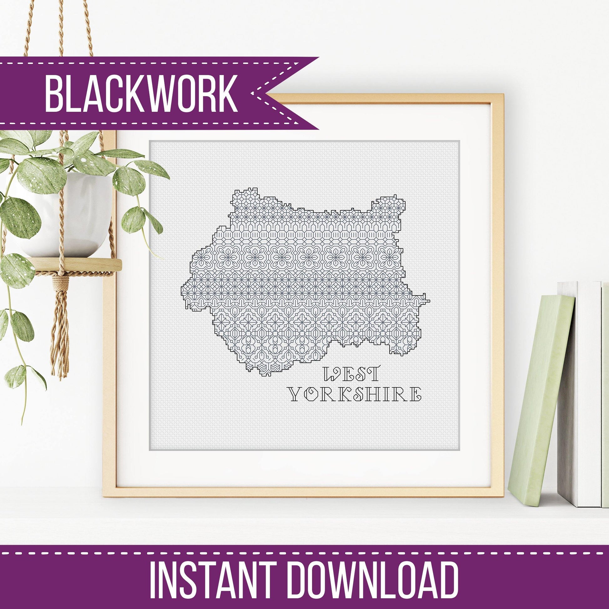 West Yorkshire Blackwork Pattern - Blackwork Patterns & Cross Stitch by Peppermint Purple