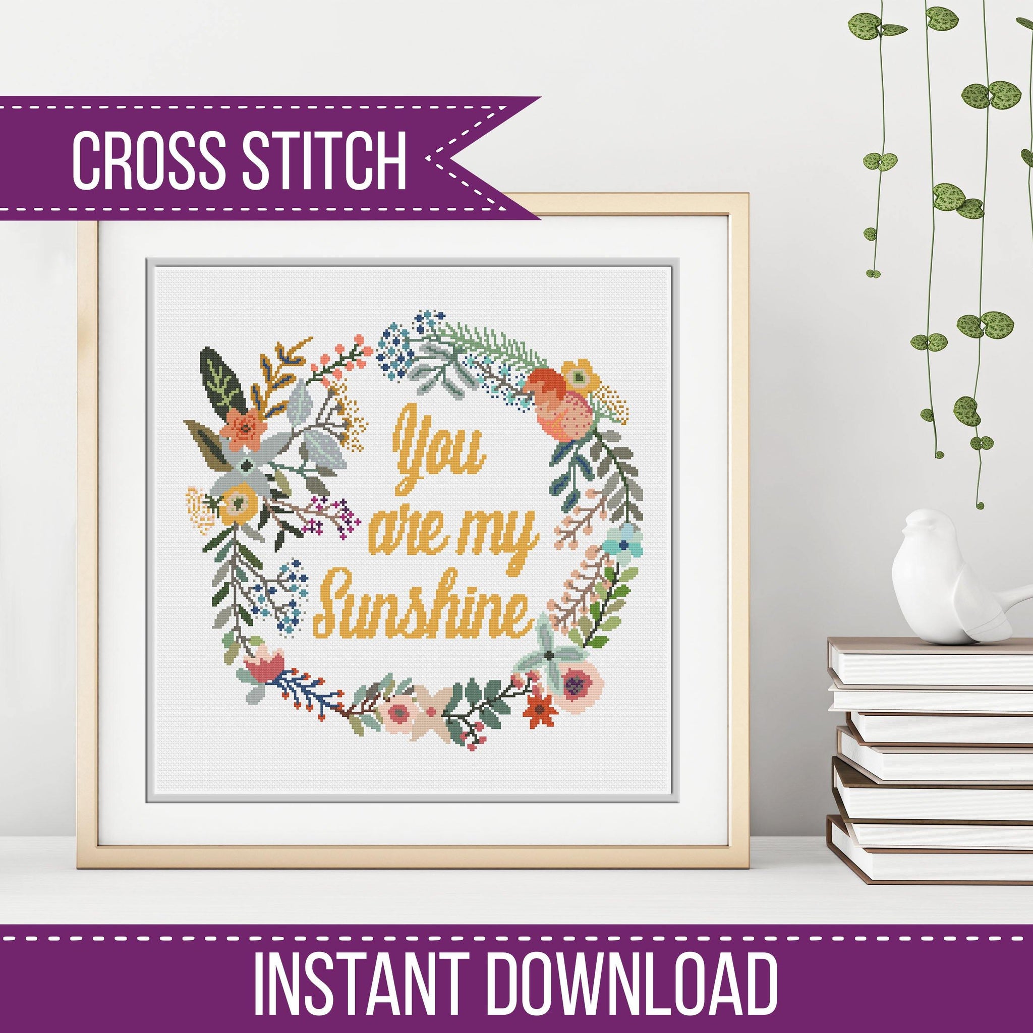 You are my sunshine; Cross Stitch Pattern by Peppermint Purple