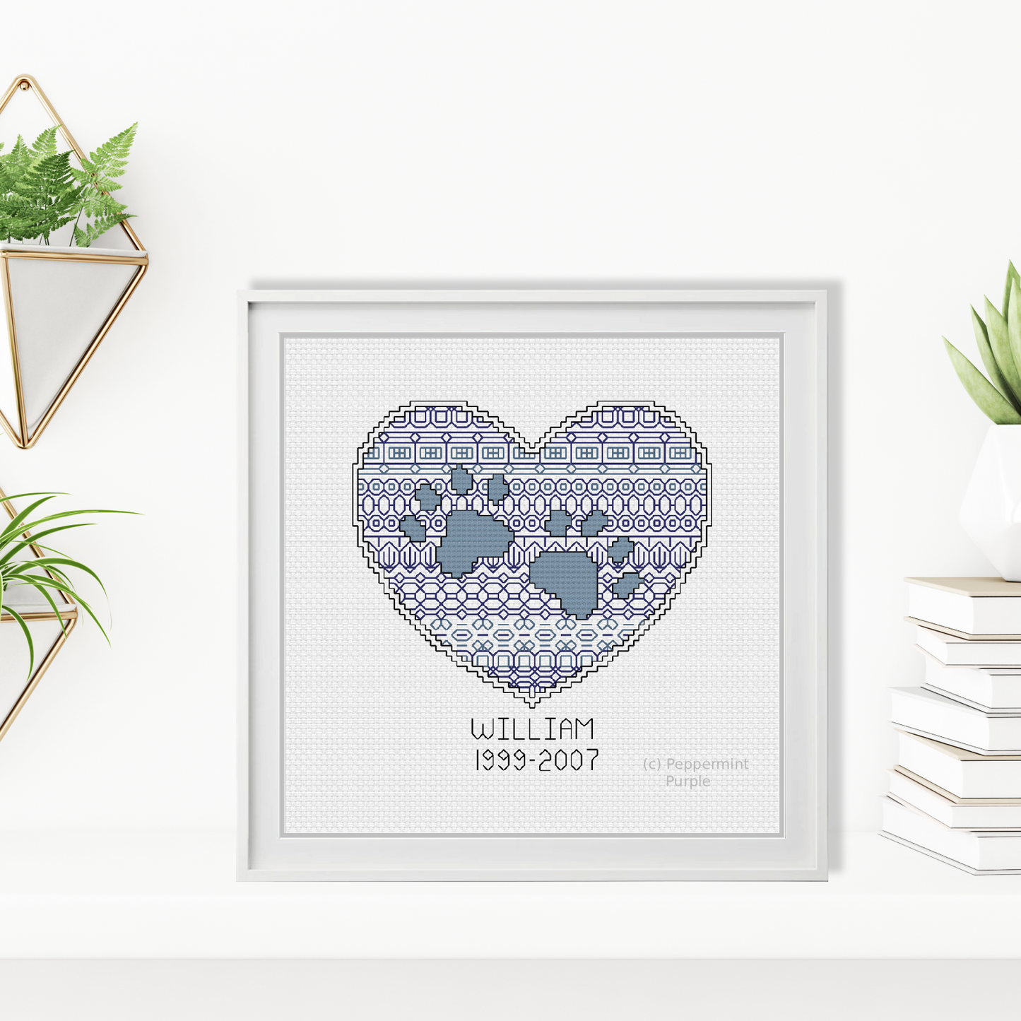 Paws on Your Heart Kit Blackwork Kit by Peppermint Purple