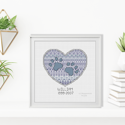 Paws on Your Heart Kit Blackwork Kit by Peppermint Purple