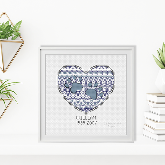 Paws on Your Heart Kit Blackwork Kit by Peppermint Purple