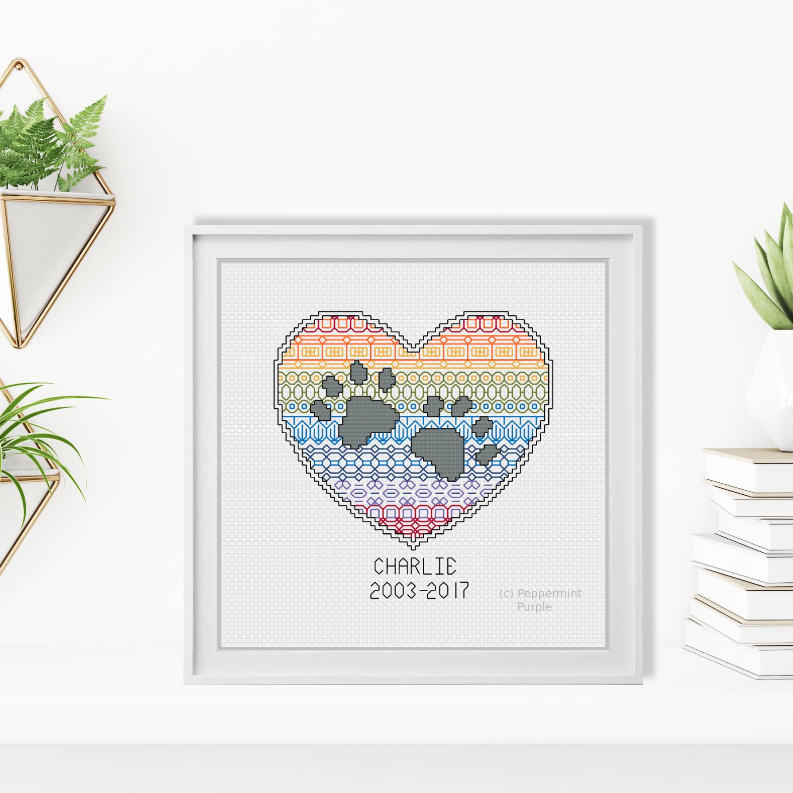 Paws on Your Heart Kit Blackwork Kit by Peppermint Purple