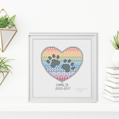 Paws on Your Heart Kit Blackwork Kit by Peppermint Purple