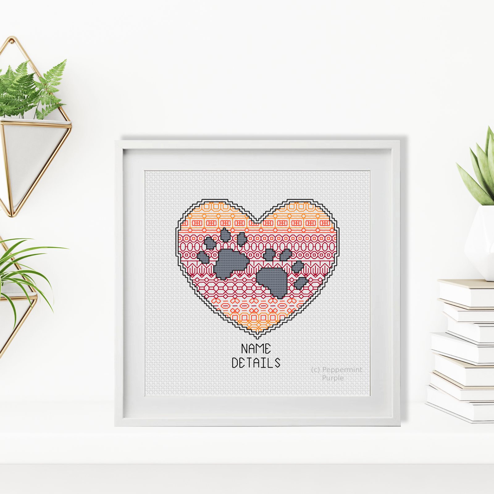 Paws on Your Heart Kit Blackwork Kit by Peppermint Purple