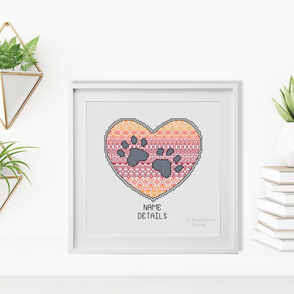 Paws on Your Heart Kit Blackwork Kit by Peppermint Purple