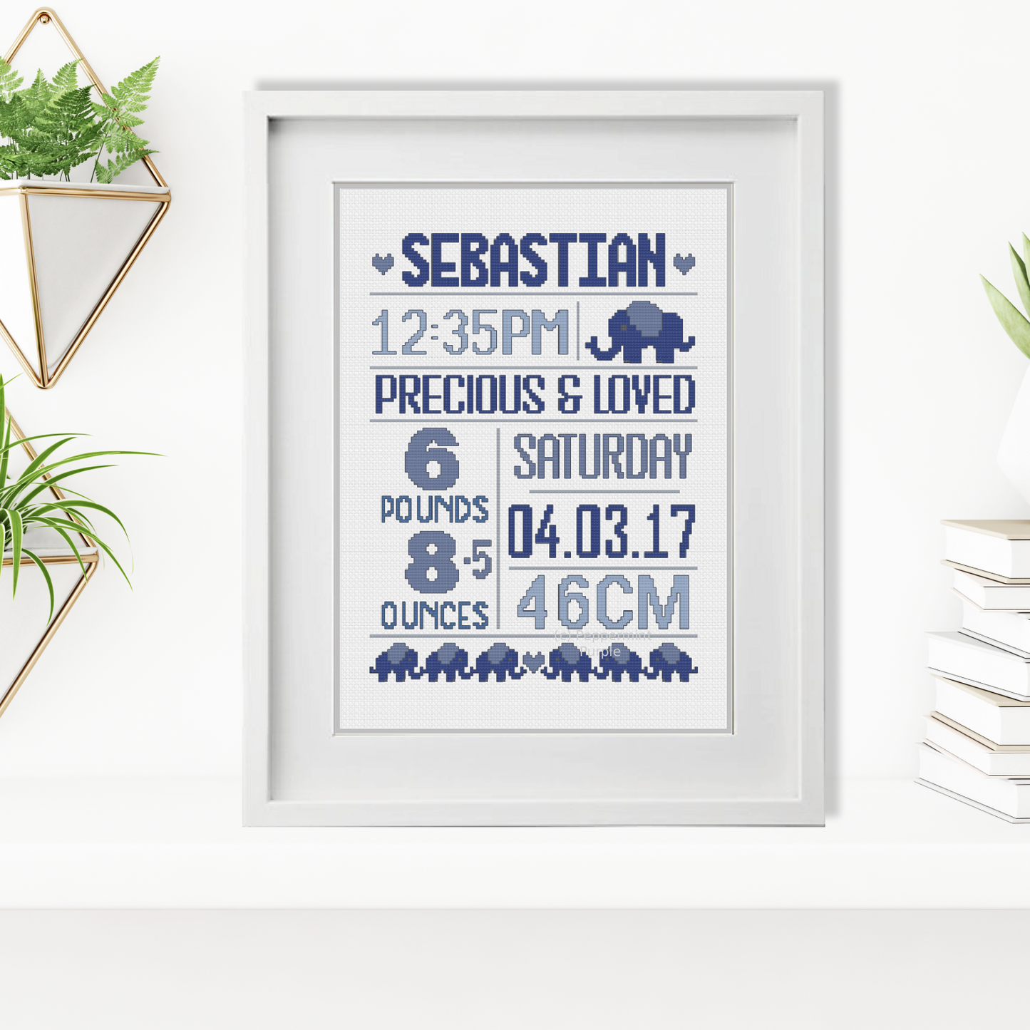 Baby Boy Cross Stitch Pattern by Peppermint Purple