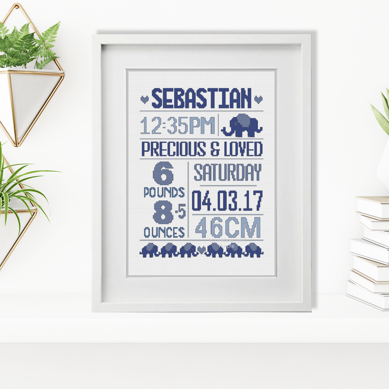 Baby Boy Cross Stitch Pattern by Peppermint Purple