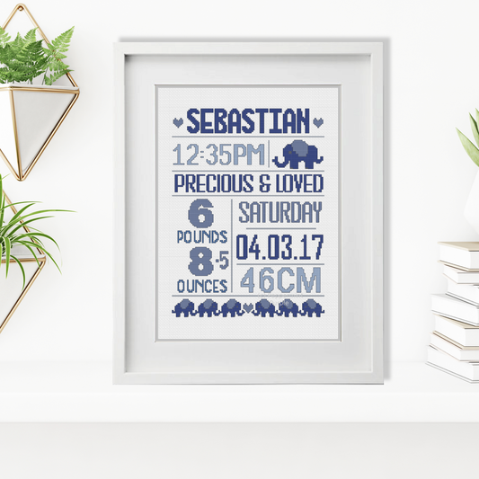 Baby Boy Cross Stitch Pattern by Peppermint Purple