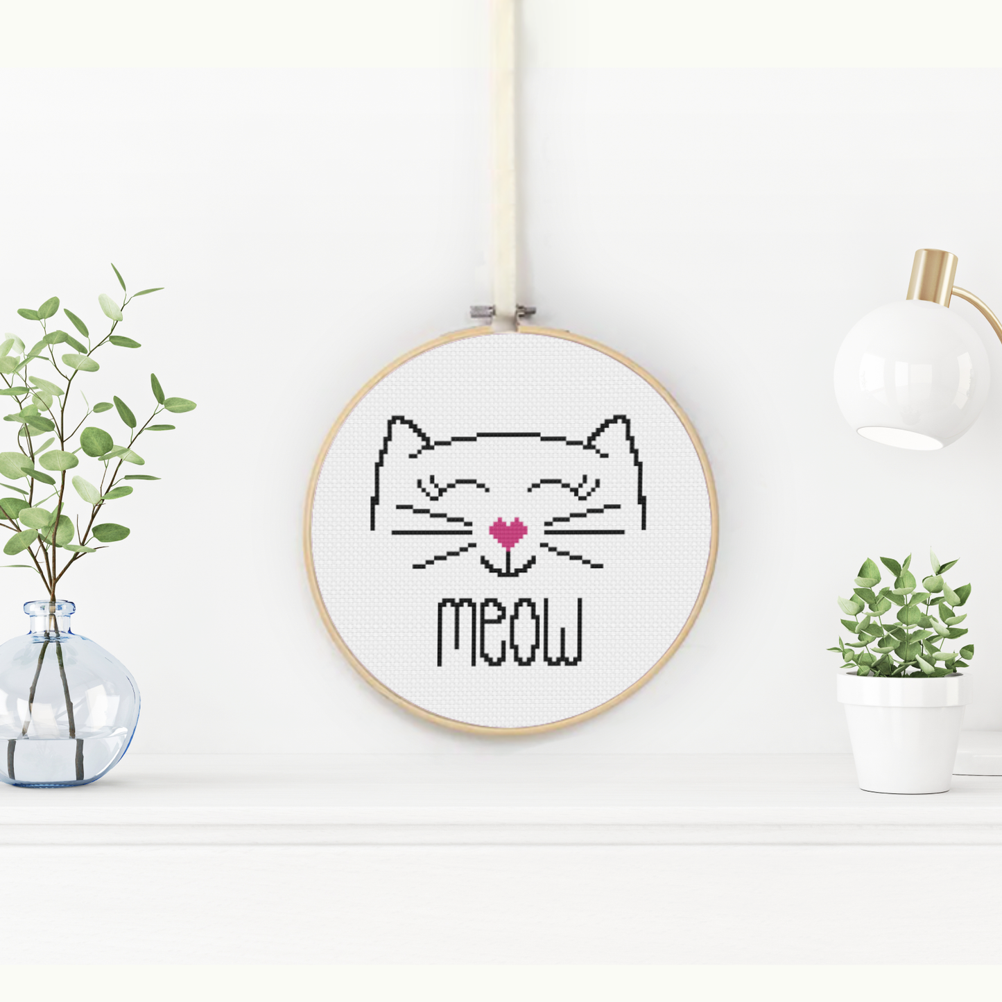 Cat Face Cross Stitch Pattern by Peppermint Purple