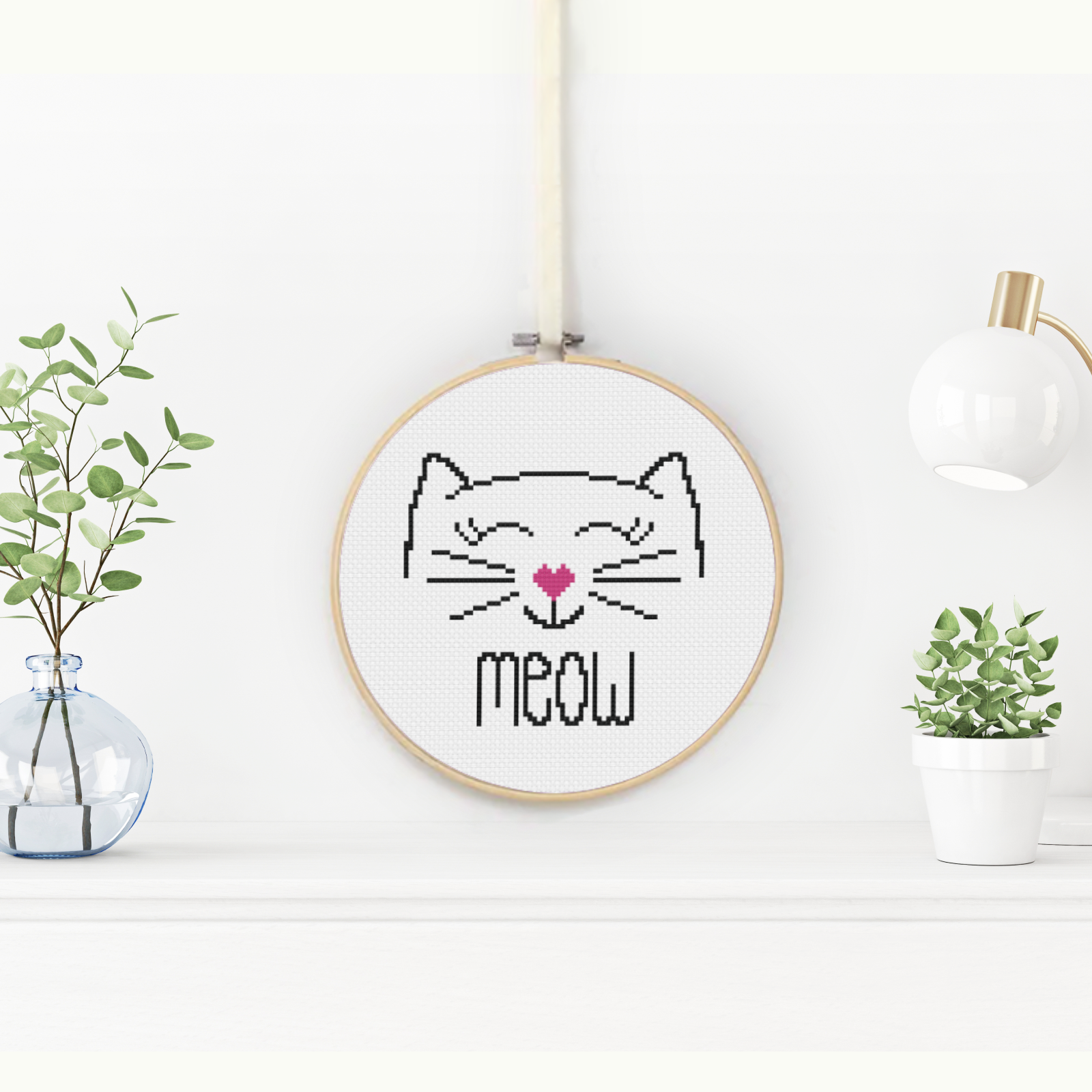 Cat Face Cross Stitch Pattern by Peppermint Purple