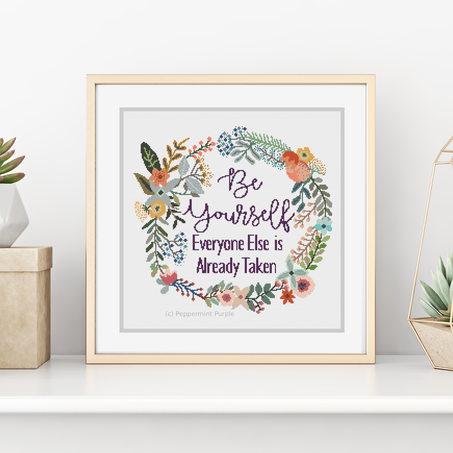 Be Yourself counted Cross-Stitch Chart Cross Stitch Pattern by Peppermint Purple