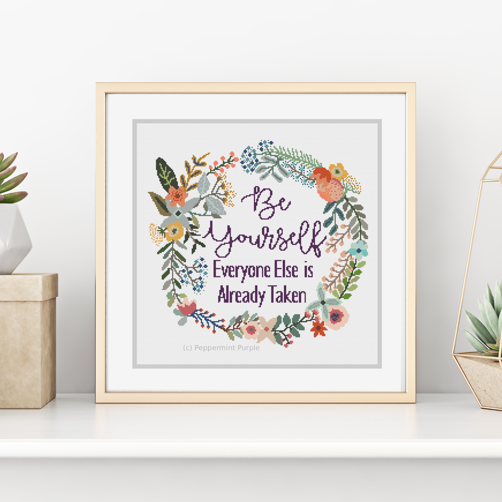 Be Yourself counted Cross-Stitch Chart Cross Stitch Pattern by Peppermint Purple