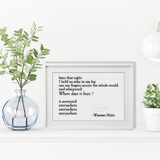 Warsan Shire Cross Stitch Pattern by Peppermint Purple