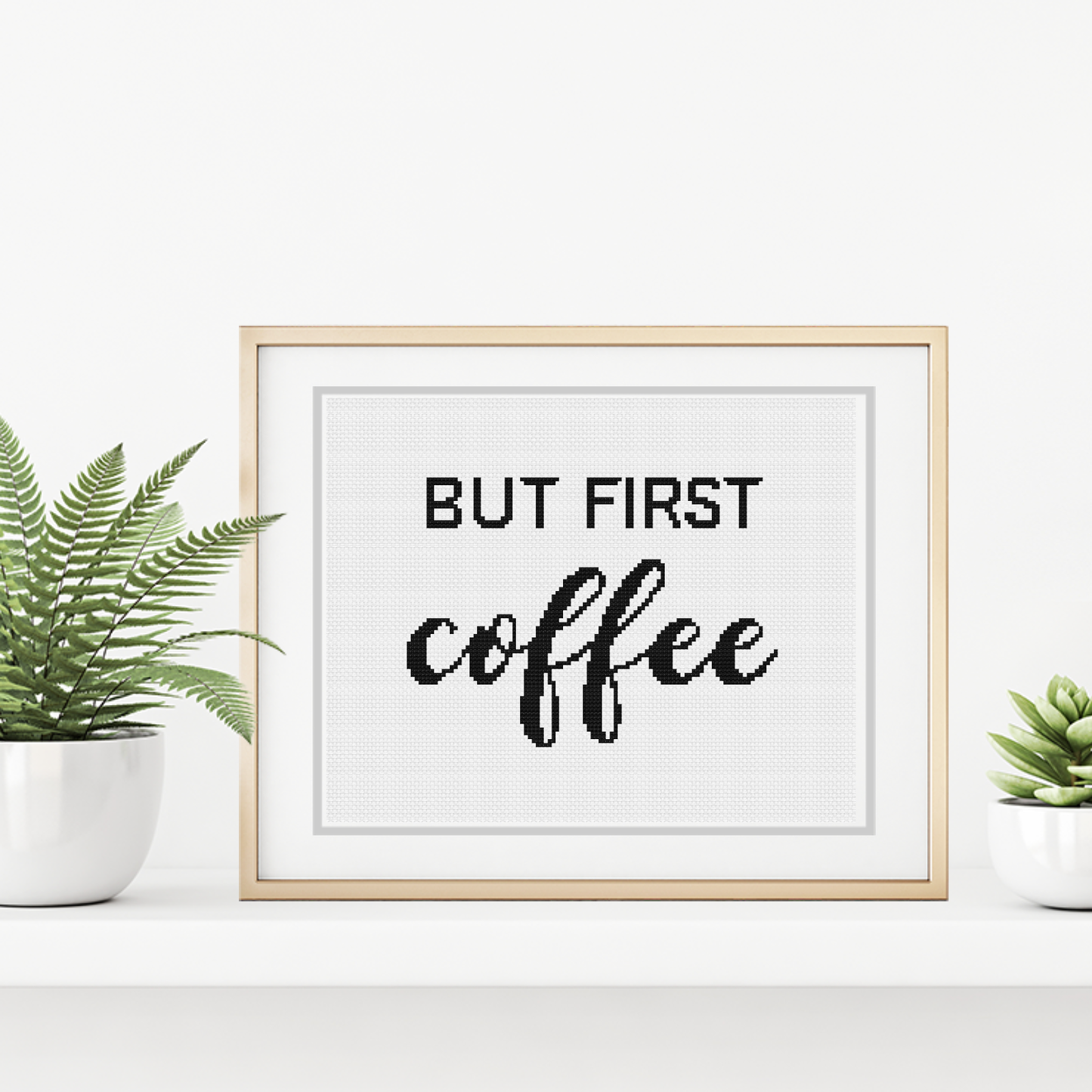 But First Coffee Cross Stitch Pattern by Peppermint Purple