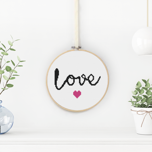 Simple Love Cross Stitch Pattern by Peppermint Purple