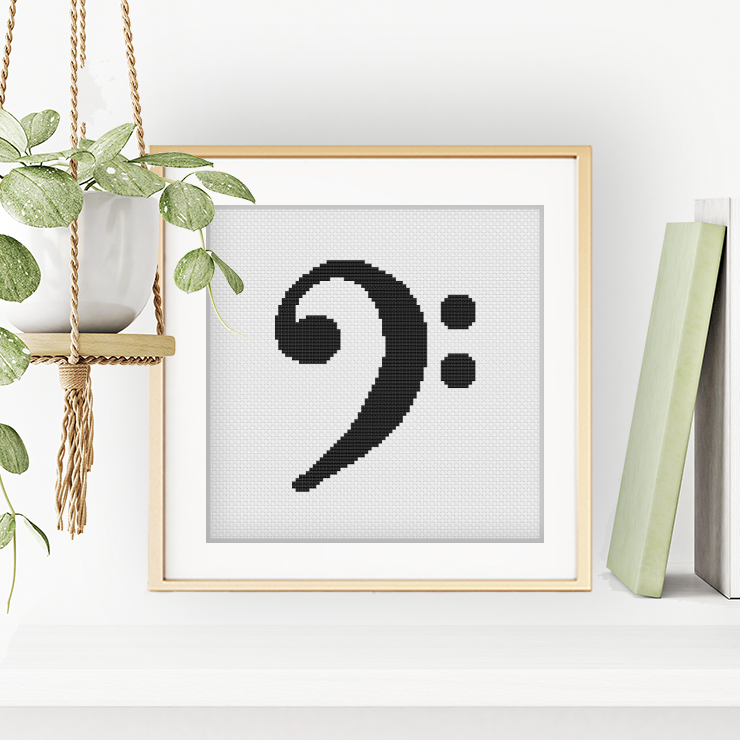 Bass Clef Cross Stitch Pattern by Peppermint Purple