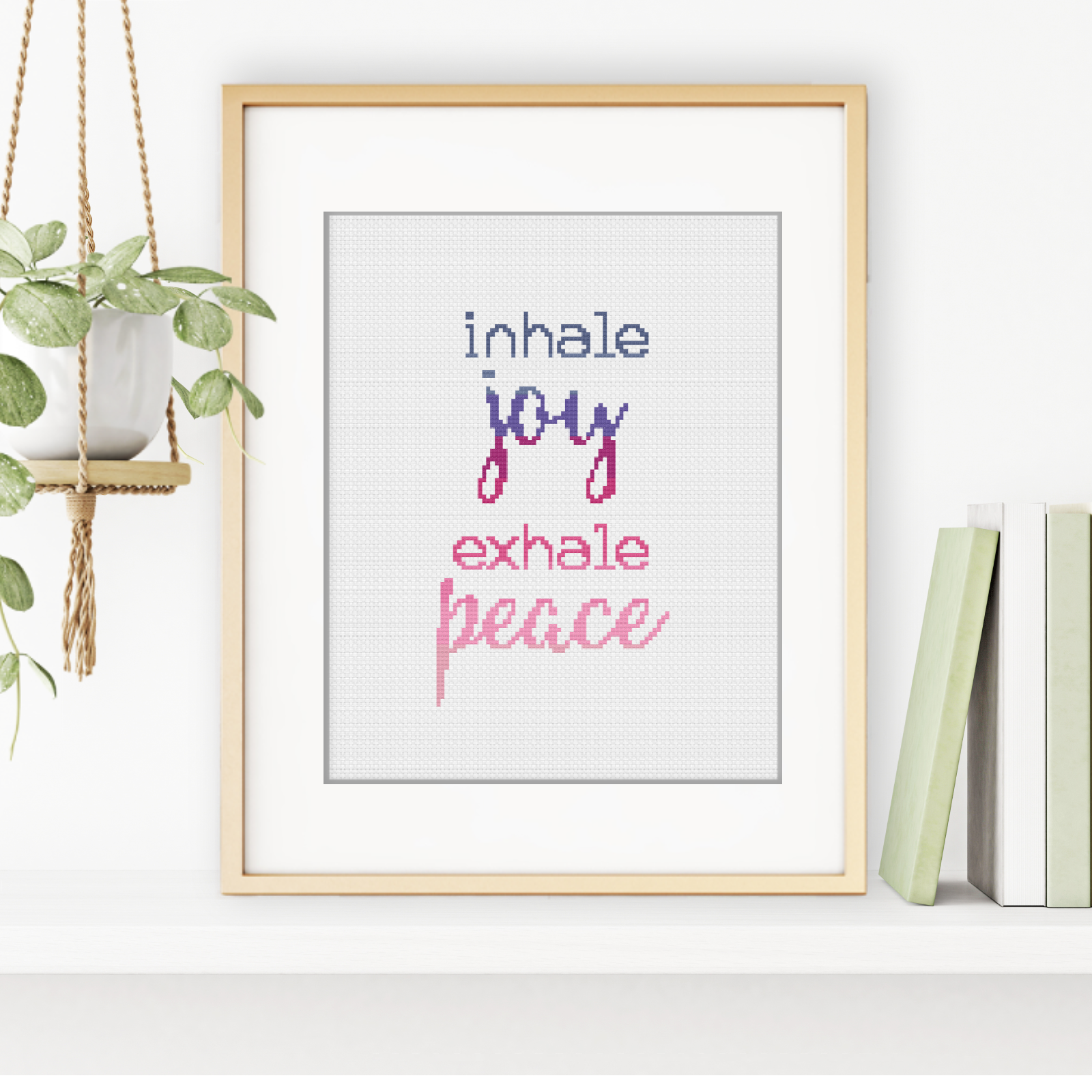 Inhale Joy Exhale Peace Cross Stitch Pattern by Peppermint Purple