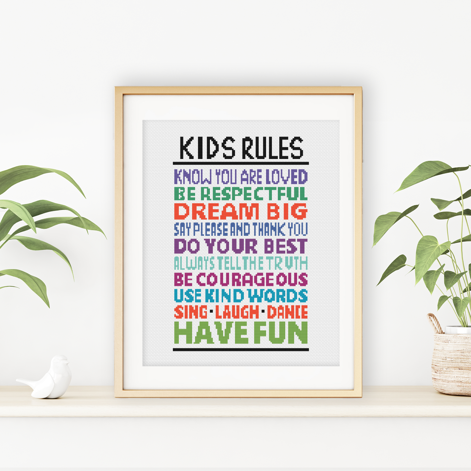 Kids Rules Cross Stitch Pattern by Peppermint Purple
