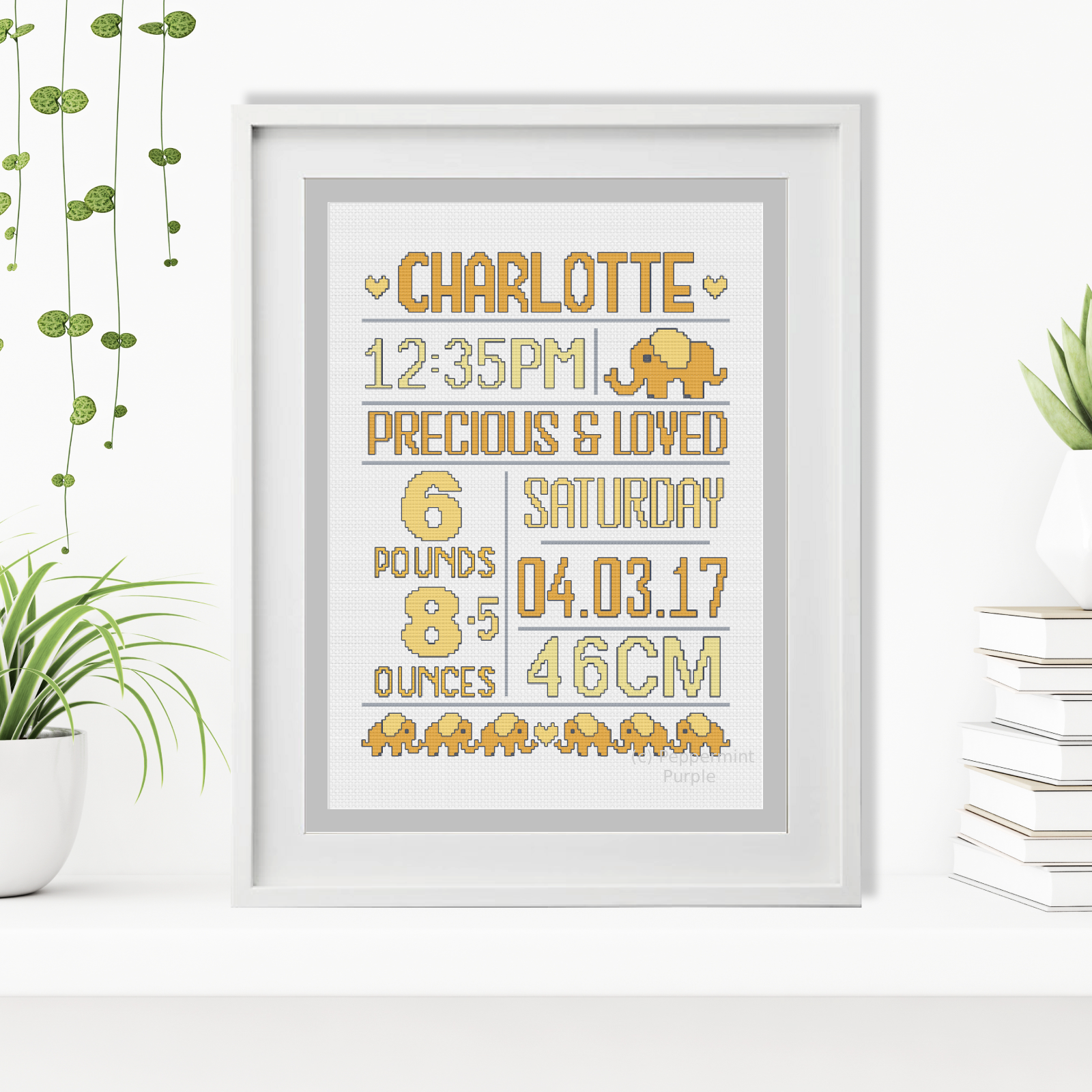 Baby Cross Stitch Pattern by Peppermint Purple