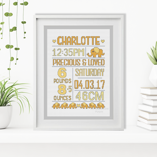 Baby Cross Stitch Pattern by Peppermint Purple