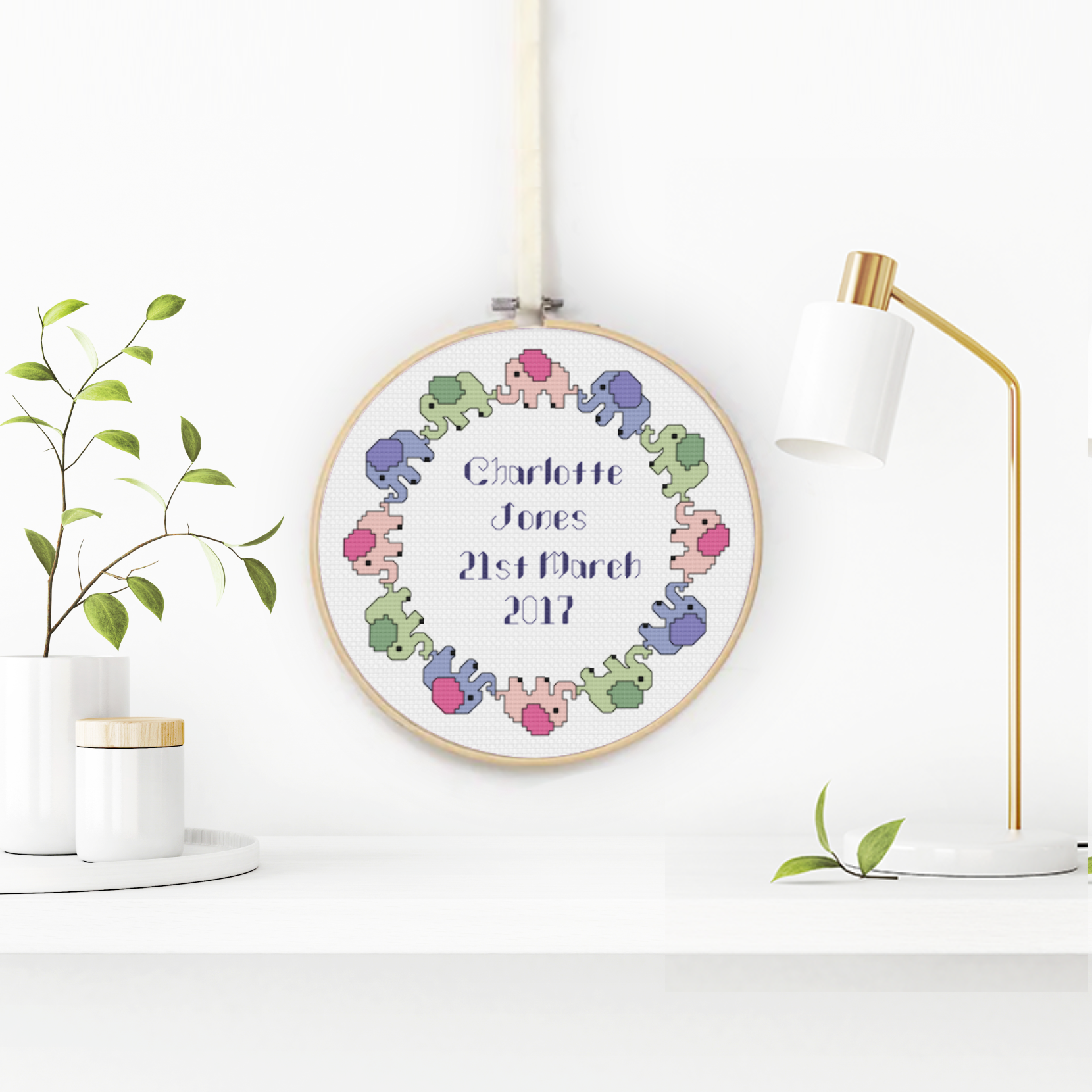Birth Sampler Pattern Cross Stitch Pattern by Peppermint Purple