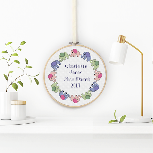 Birth Sampler Pattern Cross Stitch Pattern by Peppermint Purple
