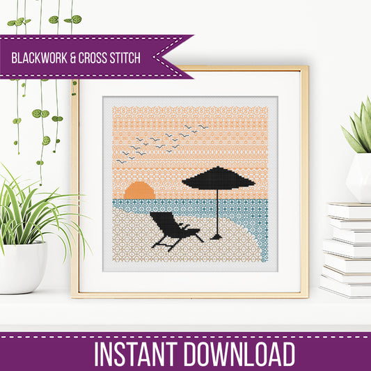 Sunset Migration Blackwork Pattern by Peppermint Purple