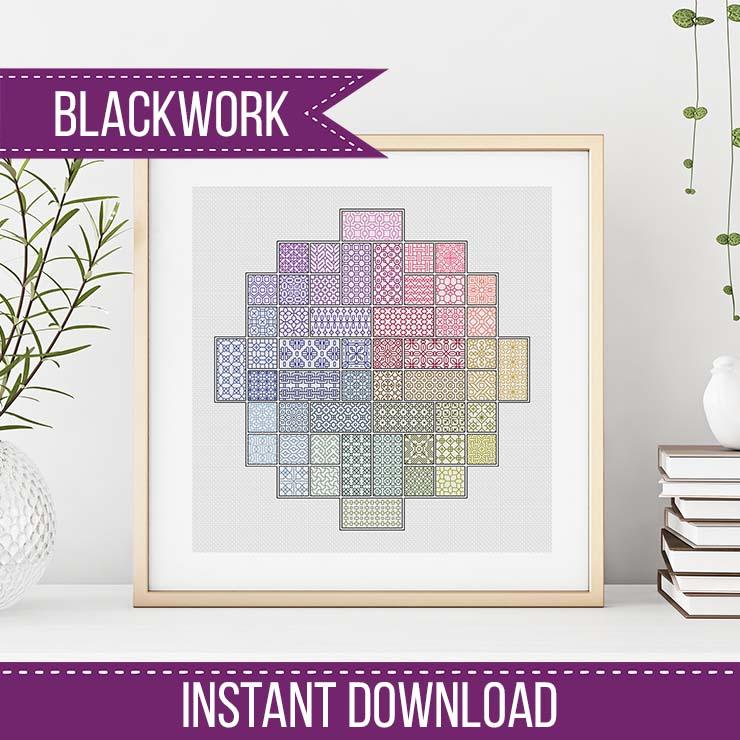 2021 Blackwork SAL - Square - Blackwork Patterns & Cross Stitch by Peppermint Purple