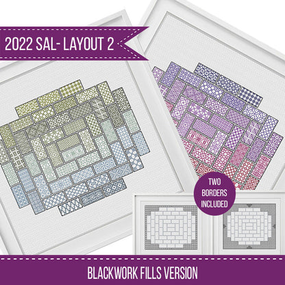 2022 Blackwork SAL - Layout 2 - Blackwork Patterns & Cross Stitch by Peppermint Purple