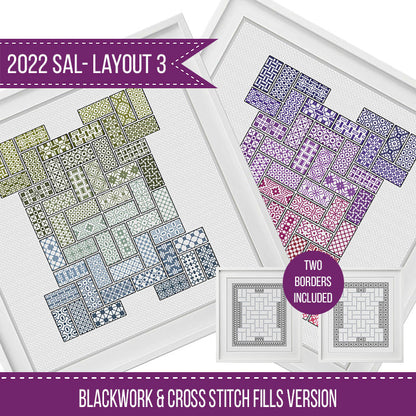 2022 Blackwork SAL - Layout 3 - Blackwork Patterns & Cross Stitch by Peppermint Purple